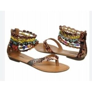 Zigi Soho Milan Crazy Fun Must Beaded Ankle Thong Sandals Women 9.5 China Fabric